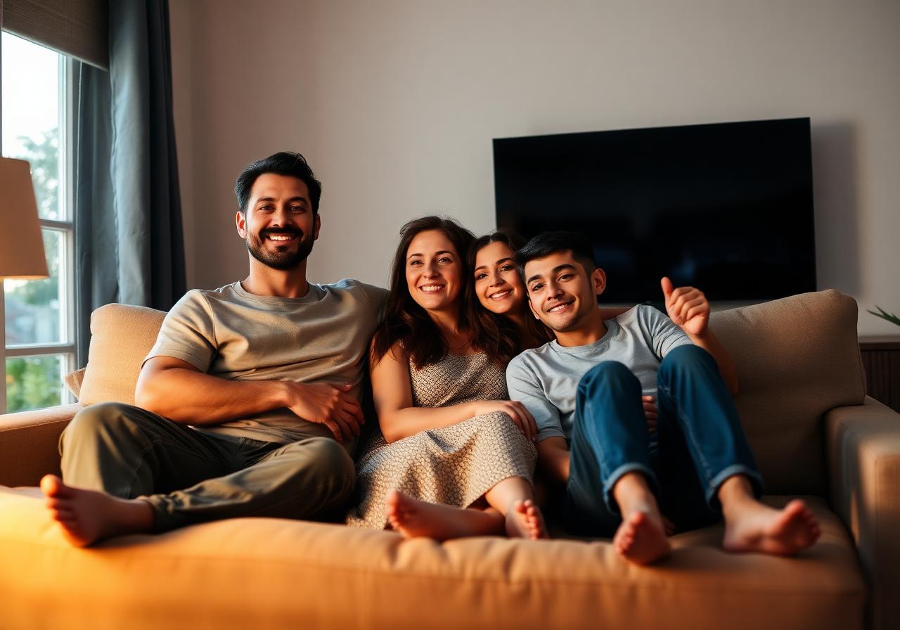 Família assistindo TV com UniTV S1